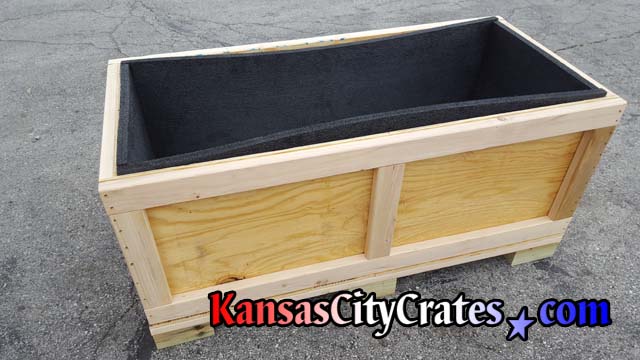 Side view of 12 cubic foot bulk box with optional foam lining for shipping fragile items.