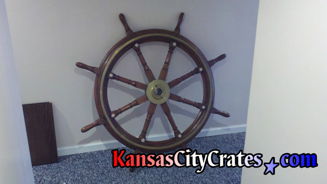 Original ship's wheel used to adjust rudder to change course of vessel.  circa 1800