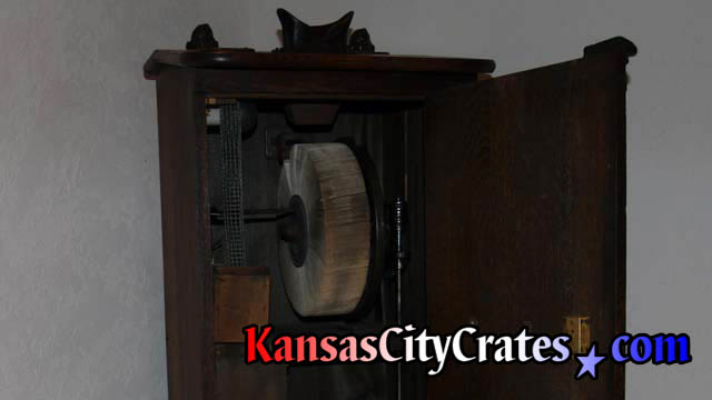 Open Mutoscope showing wheel of cards that creates moving pictures.
