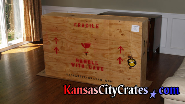 LCD TV fully packed in crate ready for shipment at home in Olathe KS  66062