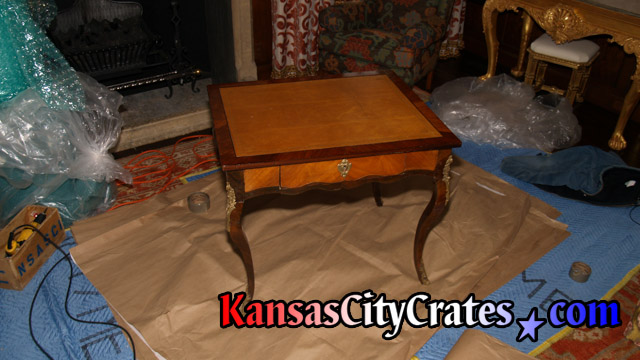 Paper wrapping leather top coffee table