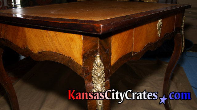 Gold trim on antique table