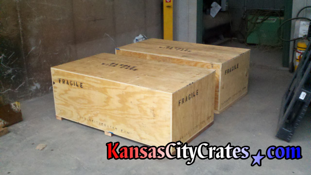 ISPM-15 export crates containing rail car scanners for explosives.