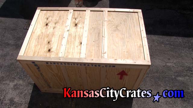 Overhead view of closed crate showing lid installed and ready to ship ATV