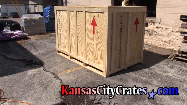 Three quarter view of finished crate ready for shipping ATV