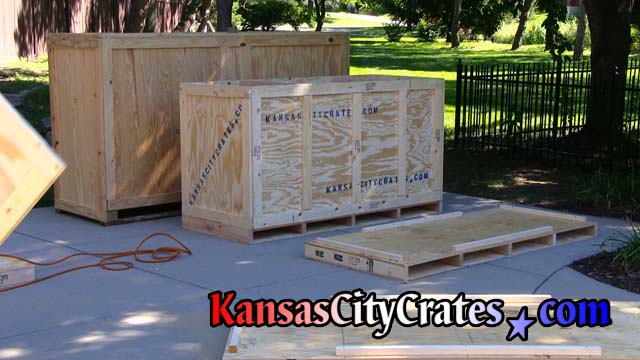 Three quarter view of finished crate containing restored vintage Honda Trails Motorcycle