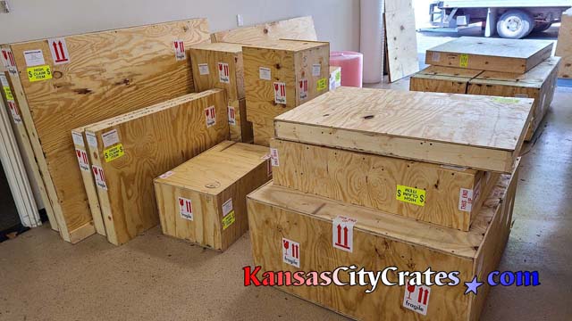 Phase 2 of project solid wall crates ready for loading for shipping to Miami Florida