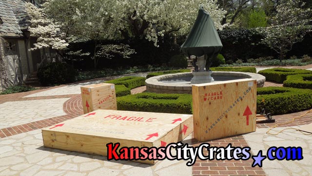 Export crates by fountain