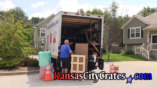 Kansas City Crates builds crates onsite with self contained truck that supplies power and air to drive tools