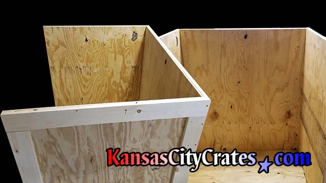 Attaching lid on solid wall crate and applying shipping labels.